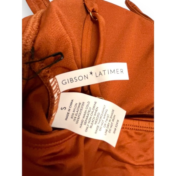 Gibson Latimer Bikini Bralette Lace-up Midkini Crop Top | Sz S, Bronze - Picture 8 of 9